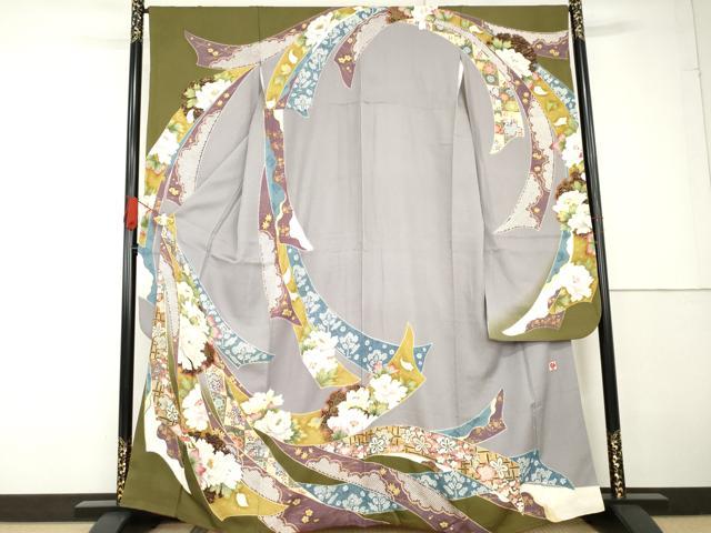 平和屋着物●女優・後藤久美子ブランド　振袖　蔓帯雪輪草花文　金糸　金彩　正絹　逸品　AABG3530cs