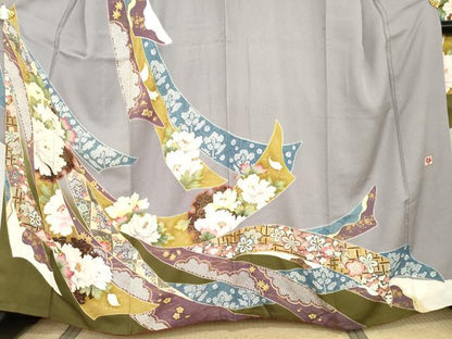 平和屋着物●女優・後藤久美子ブランド　振袖　蔓帯雪輪草花文　金糸　金彩　正絹　逸品　AABG3530cs