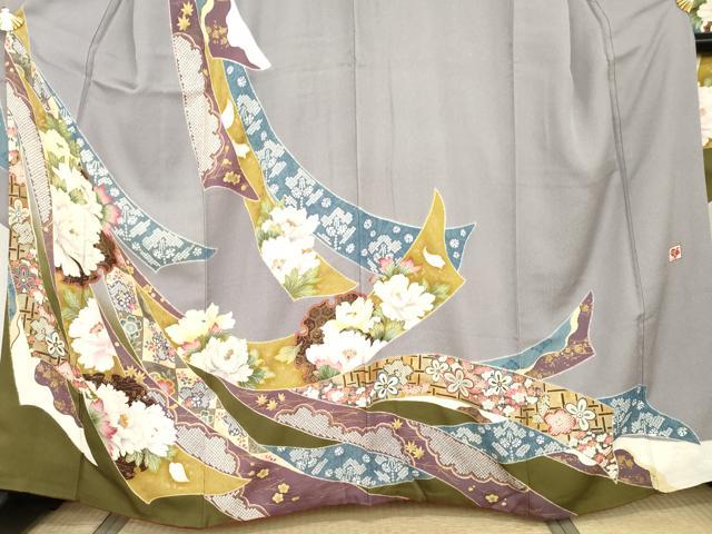 平和屋着物●女優・後藤久美子ブランド　振袖　蔓帯雪輪草花文　金糸　金彩　正絹　逸品　AABG3530cs