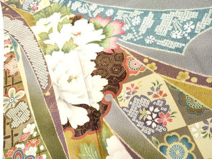 平和屋着物●女優・後藤久美子ブランド　振袖　蔓帯雪輪草花文　金糸　金彩　正絹　逸品　AABG3530cs