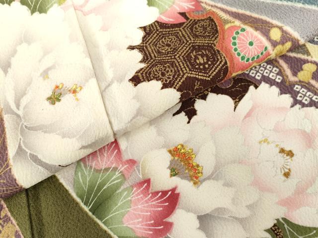 平和屋着物●女優・後藤久美子ブランド　振袖　蔓帯雪輪草花文　金糸　金彩　正絹　逸品　AABG3530cs