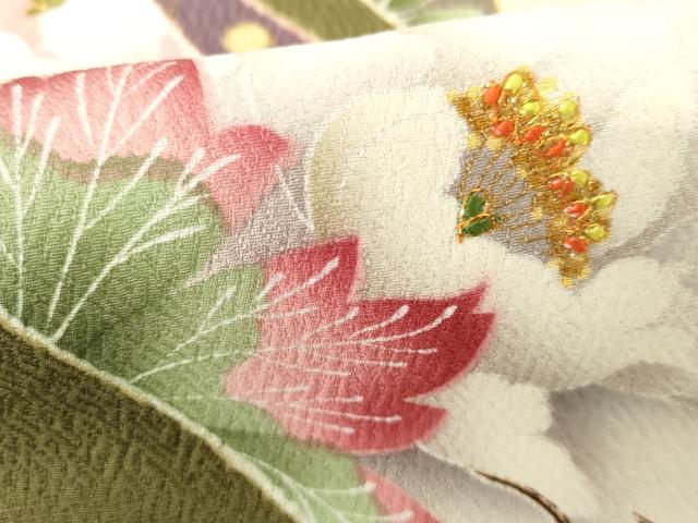 平和屋着物●女優・後藤久美子ブランド　振袖　蔓帯雪輪草花文　金糸　金彩　正絹　逸品　AABG3530cs