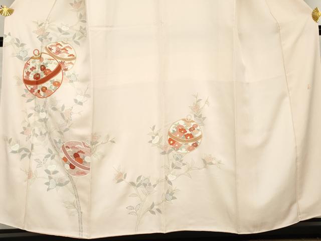 平和屋着物●十日町老舗ブランド　吉澤友禅　吾妻徳穂　訪問着　刺繍　花鈴文　金彩　正絹　逸品　AABG3532cs