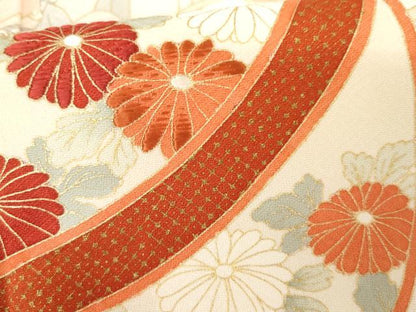 平和屋着物●十日町老舗ブランド　吉澤友禅　吾妻徳穂　訪問着　刺繍　花鈴文　金彩　正絹　逸品　AABG3532cs