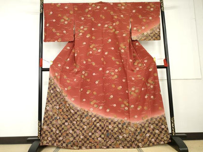 平和屋着物●訪問着　花蝶芝文　暈し染め　正絹　逸品　未使用　AABG3533cs