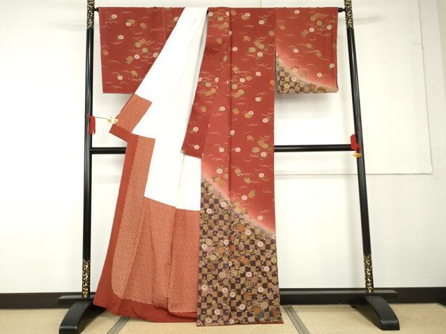 平和屋着物●訪問着　花蝶芝文　暈し染め　正絹　逸品　未使用　AABG3533cs