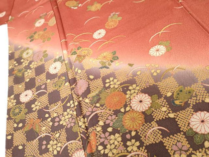 平和屋着物●訪問着　花蝶芝文　暈し染め　正絹　逸品　未使用　AABG3533cs