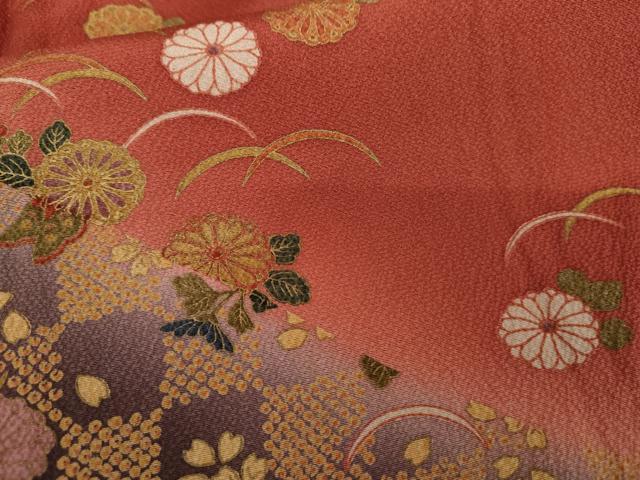 平和屋着物●訪問着　花蝶芝文　暈し染め　正絹　逸品　未使用　AABG3533cs