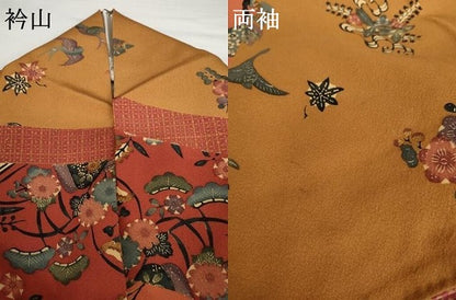 平和屋着物●紅型　訪問着　飛鶴吉祥草花文　正絹　逸品　AABG3534cs