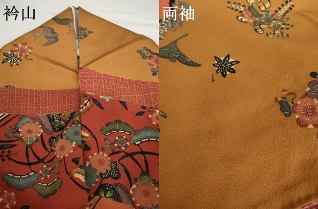 平和屋着物●紅型　訪問着　飛鶴吉祥草花文　正絹　逸品　AABG3534cs