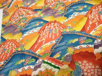平和屋着物●豪華振袖　紅型　雲取り重ね山飛鳥文　正絹　逸品　AABG3538cs