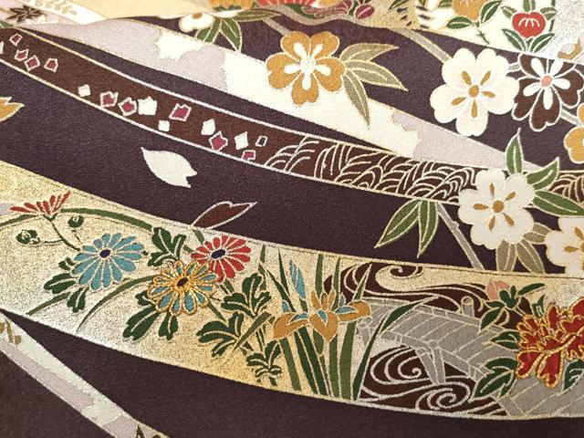 平和屋着物●豪華振袖　駒刺繍　蔓帯枝花文　暈し染め　金銀彩　正絹　逸品　AABG3540cs