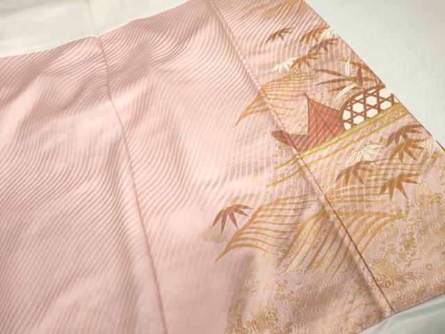 平和屋着物●豪華振袖　駒刺繍　立波飛鶴花文　暈し染め　金彩　正絹　逸品　AABG3541cs
