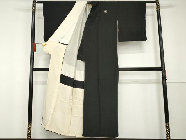 平和屋着物●黒紋付　丸に違い矢　礼装用　正絹　逸品　AABG3544cs