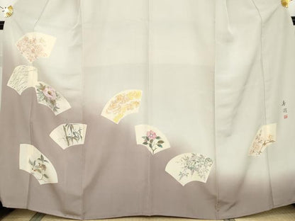 平和屋着物▼豪華色留袖 作家物 地紙草花文 暈し染め 正絹 逸品 AABG3550cs