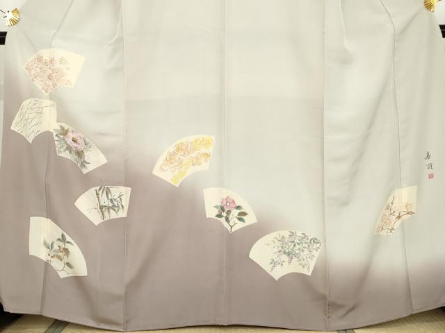 平和屋着物▼豪華色留袖 作家物 地紙草花文 暈し染め 正絹 逸品 AABG3550cs