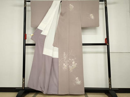 平和屋着物●訪問着　友禅　枝花文　金彩　正絹　逸品　AABG3556cs