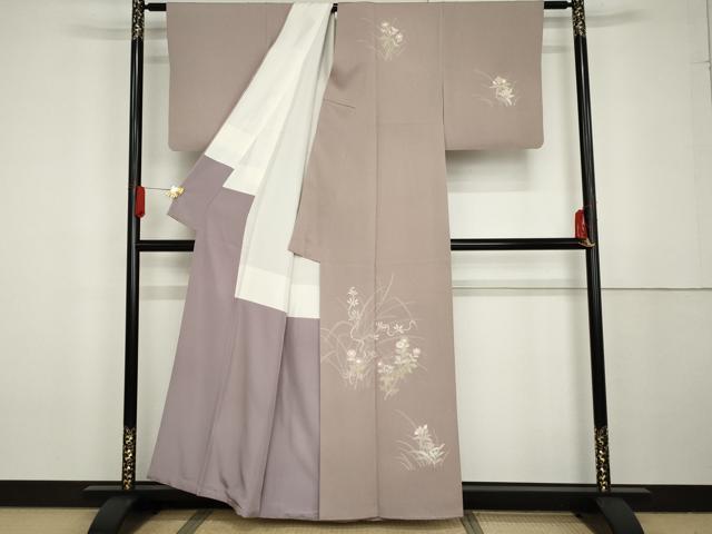 平和屋着物●訪問着　友禅　枝花文　金彩　正絹　逸品　AABG3556cs