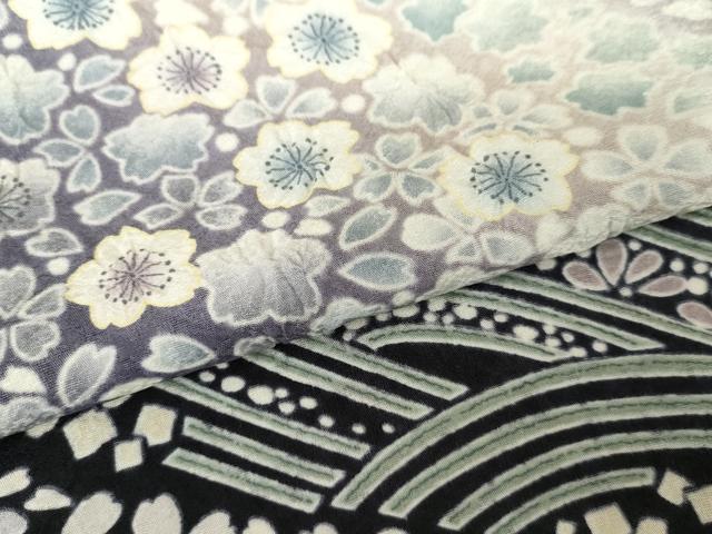 平和屋着物●訪問着　朧染め　重ね絞り　立波花文　暈し染め　正絹　逸品　AABG3557cs