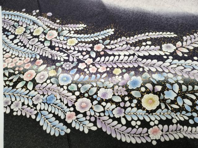 平和屋着物●訪問着　辻が花　暈し染め　金彩　銀通し地　正絹　逸品　AABG3561cs