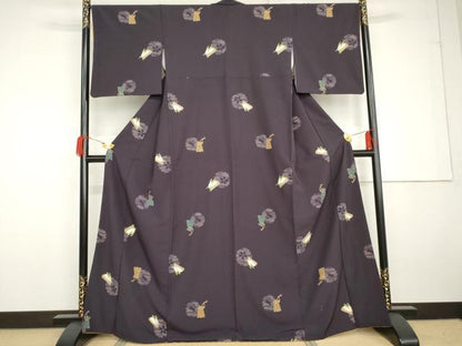 平和屋着物●上質な小紋　花雪輪に兎　金彩　正絹　逸品　AABG3563cs