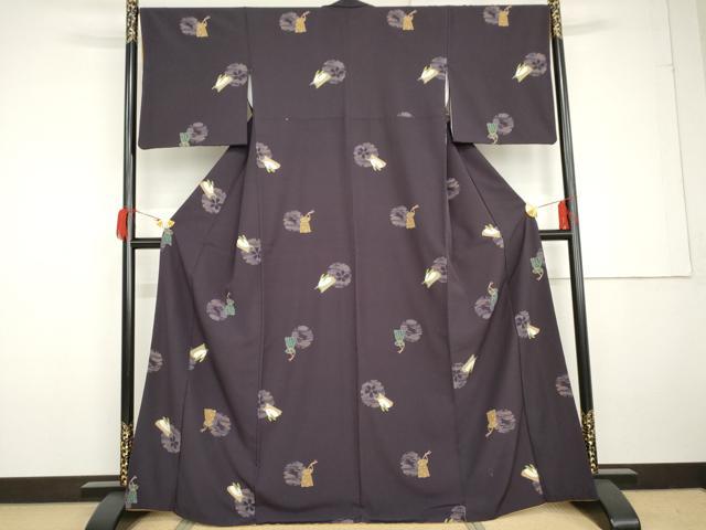 平和屋着物●上質な小紋　花雪輪に兎　金彩　正絹　逸品　AABG3563cs