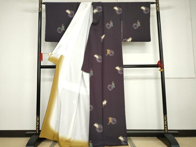 平和屋着物●上質な小紋　花雪輪に兎　金彩　正絹　逸品　AABG3563cs