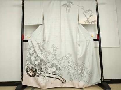 平和屋着物●訪問着　高橋一海　手描き　花車文　暈し染め　金彩　正絹　逸品　AABG3571cs
