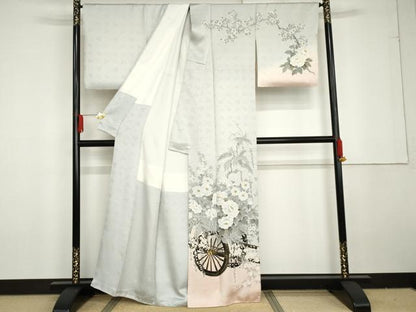 平和屋着物●訪問着　高橋一海　手描き　花車文　暈し染め　金彩　正絹　逸品　AABG3571cs