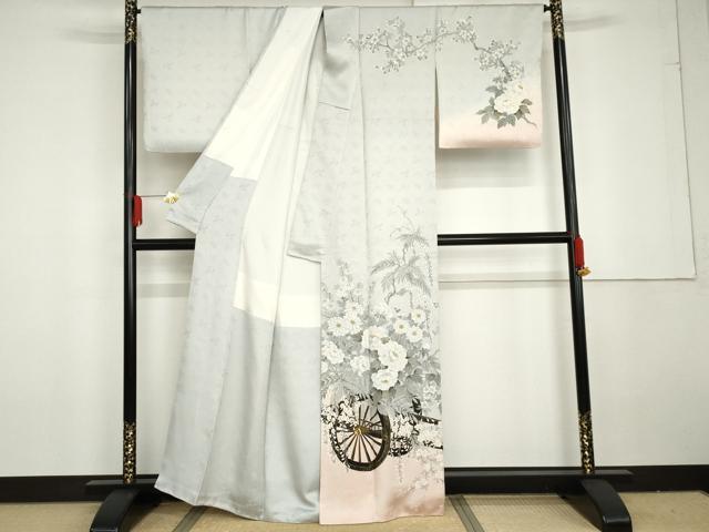 平和屋着物●訪問着　高橋一海　手描き　花車文　暈し染め　金彩　正絹　逸品　AABG3571cs