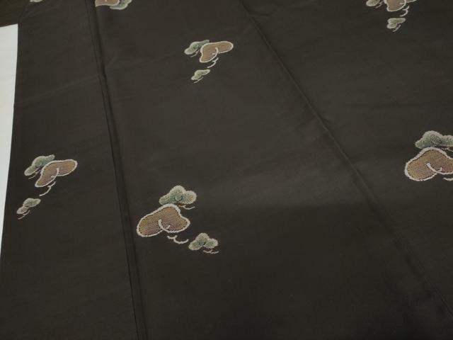 平和屋着物●本場大島紬　地空き　カタス9マルキ　松　黒地　ロング丈　正絹　逸品　AABG3573cs