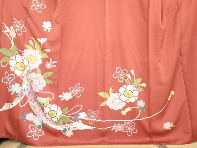 平和屋着物●豪華振袖　友禅　蔓帯舞桜文　金彩　正絹　逸品　AABG3577cs