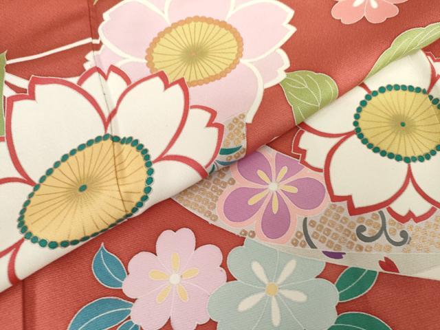 平和屋着物●豪華振袖　友禅　蔓帯舞桜文　金彩　正絹　逸品　AABG3577cs