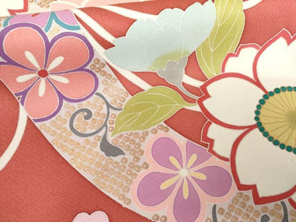 平和屋着物●豪華振袖　友禅　蔓帯舞桜文　金彩　正絹　逸品　AABG3577cs