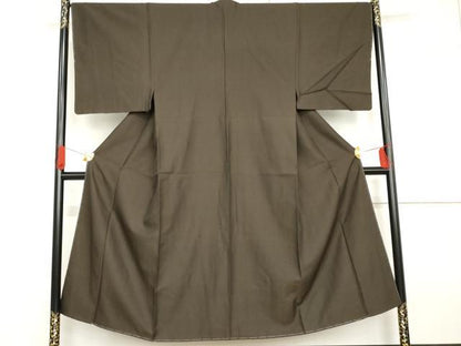 平和屋着物●男性　お召　みじん格子　正絹　逸品　未使用　AABG3580cs