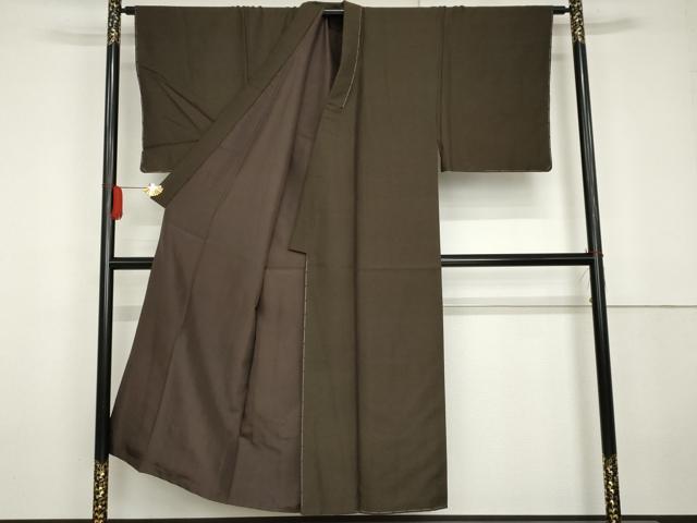 平和屋着物●男性　お召　みじん格子　正絹　逸品　未使用　AABG3580cs
