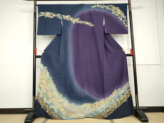 平和屋着物●訪問着　作家物　辻が花　暈し染め　金彩　正絹　逸品　AABG3581cs