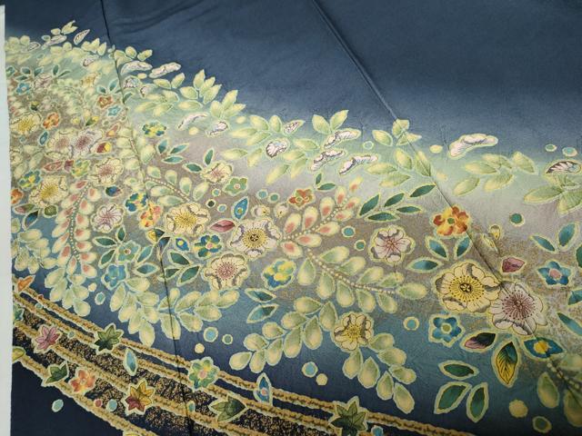 平和屋着物●訪問着　作家物　辻が花　暈し染め　金彩　正絹　逸品　AABG3581cs