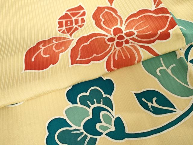 平和屋着物●上質な小紋　ろうけつ染　更紗花文　正絹　逸品　AABG3583cs