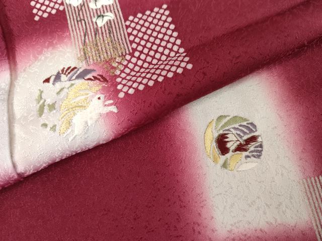 平和屋着物●訪問着　刺繍　色紙重ね兎文　暈し染め　金銀彩　さが美扱い　正絹　逸品　AABG3584cs