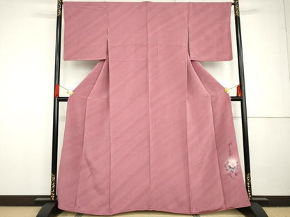平和屋着物●二代目清次郎　手描き　小紋　霞文　暈し染め　鬼しぼ縮緬　正絹　逸品　AABG3585cs
