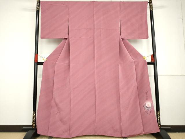 平和屋着物●二代目清次郎　手描き　小紋　霞文　暈し染め　鬼しぼ縮緬　正絹　逸品　AABG3585cs