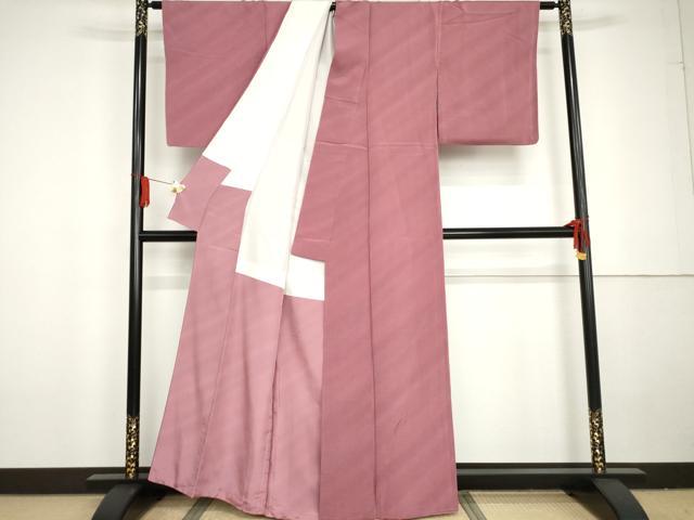 平和屋着物●二代目清次郎　手描き　小紋　霞文　暈し染め　鬼しぼ縮緬　正絹　逸品　AABG3585cs