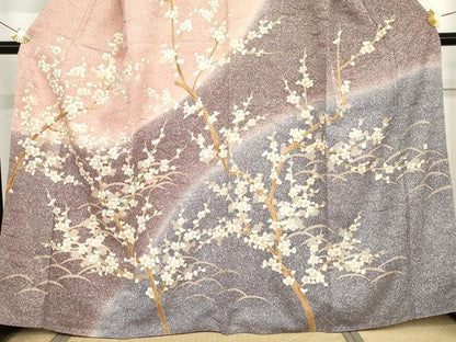 平和屋着物●訪問着　枝花文　暈し染め　金彩　正絹　逸品　AABG3587cs