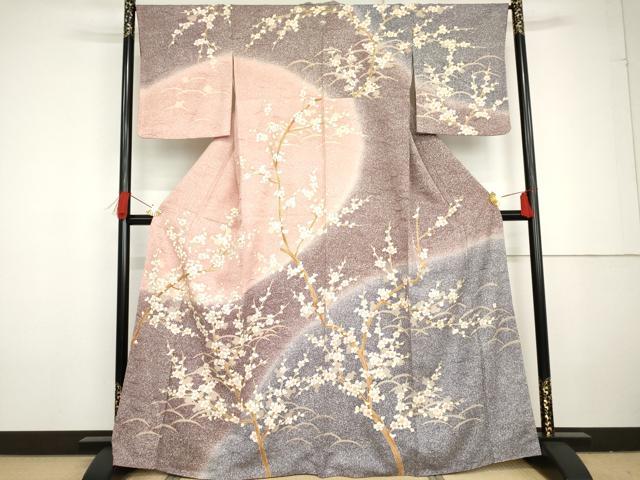 平和屋着物●訪問着　枝花文　暈し染め　金彩　正絹　逸品　AABG3587cs