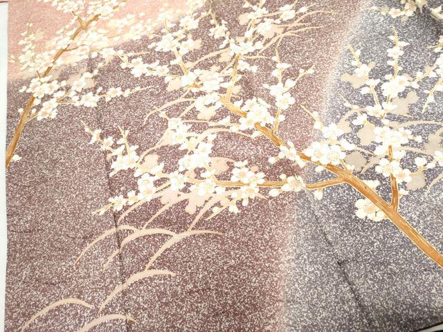 平和屋着物●訪問着　枝花文　暈し染め　金彩　正絹　逸品　AABG3587cs