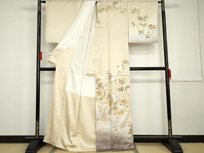 平和屋着物●金彩友禅作家　谷口秀山　訪問着　花筏文　暈し染め　金銀彩　正絹　逸品　AABG3591cs