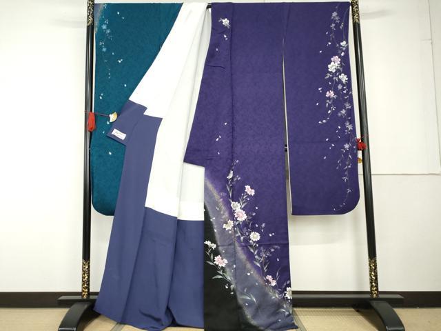 平和屋着物●豪華振袖　手描き　枝花文　暈し染め　金彩　ゑり善扱い　正絹　逸品　AABG3596cs