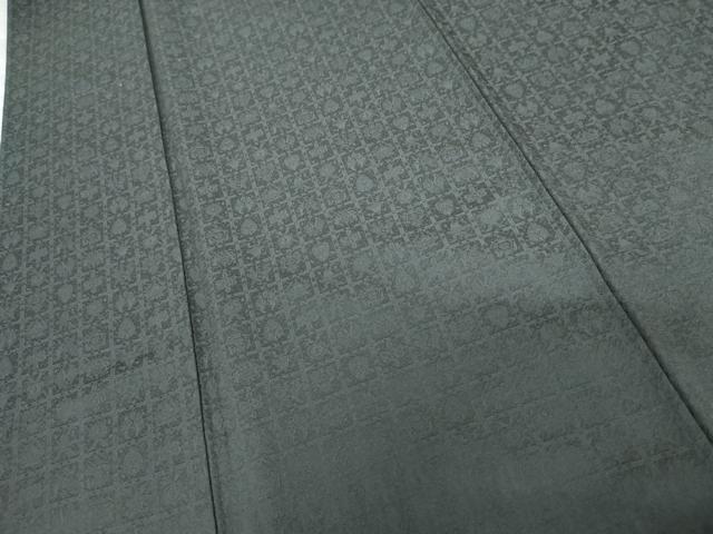 平和屋着物●世界的友禅作家　千地泰弘　色無地　吉祥格子地紋　錆鼠色　正絹　逸品　AABG3598cs
