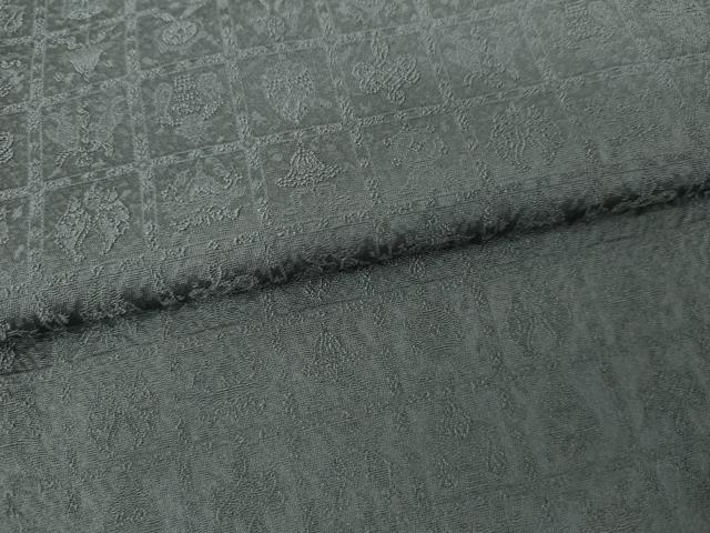 平和屋着物●世界的友禅作家　千地泰弘　色無地　吉祥格子地紋　錆鼠色　正絹　逸品　AABG3598cs